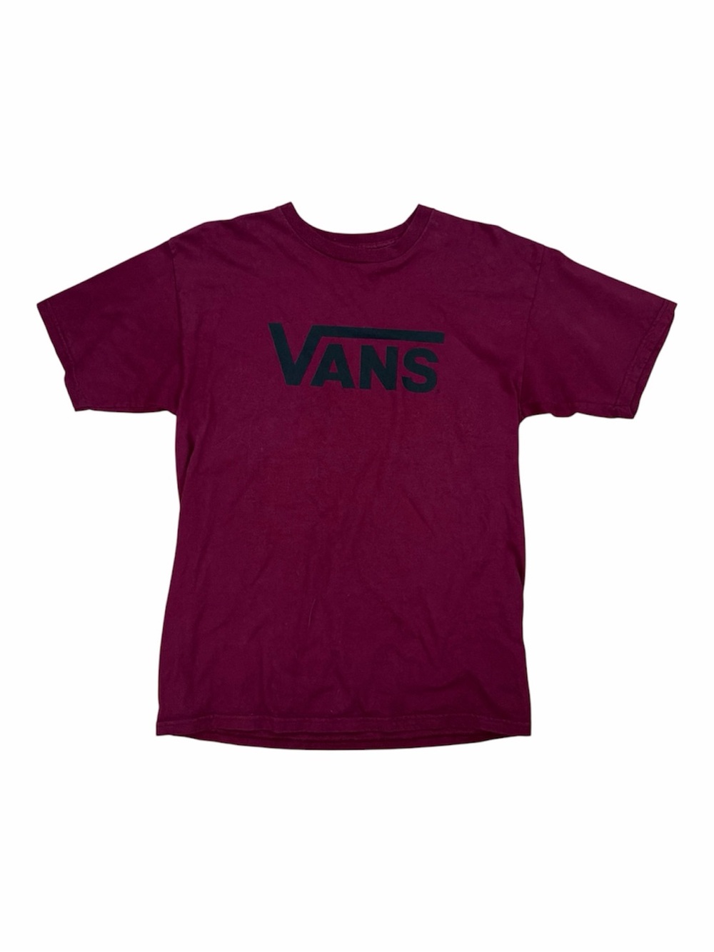 Vans Classic Short Sleeve T-Shirt, Burgundy Black Logo Men Size M